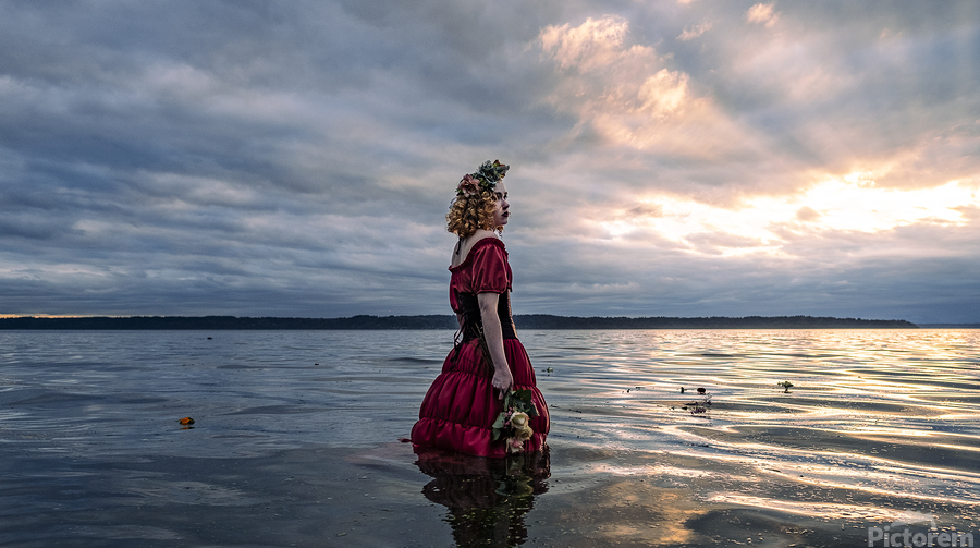 Red Dress in Twilight  Print