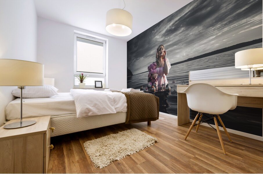 Nocturne in Pink: Whispers of Cupcakes and Marshmallows in the Monochrome Abyss Mural print