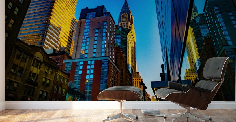 New York in Blue Wall Murals