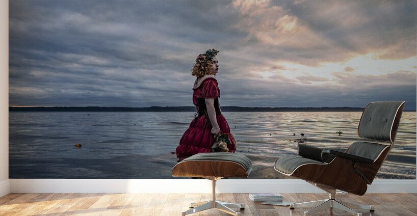 Red Dress in Twilight Wall Murals