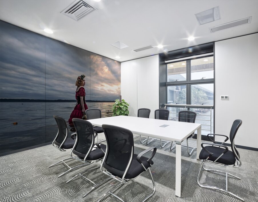 Red Dress in Twilight Wall Printing